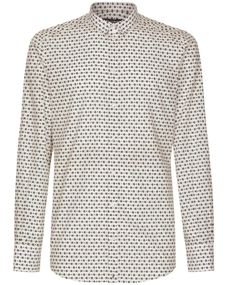 Dolce & Gabbana Hemd mit DG-Print - Weiß Weiß