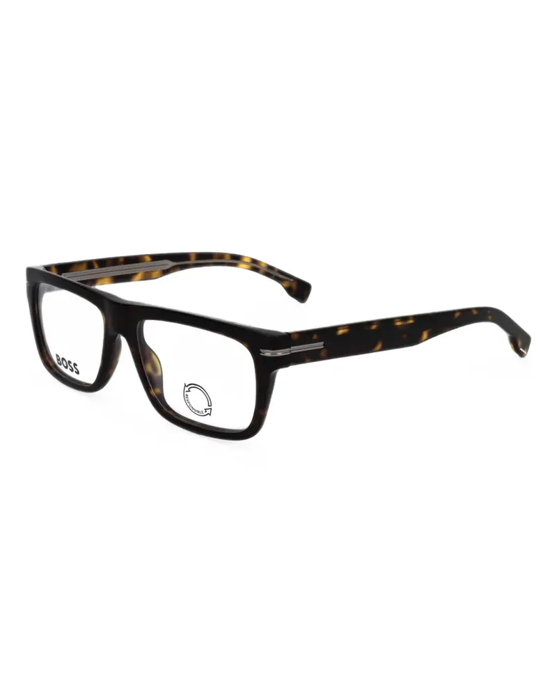HUGO BOSS Eckige Brille in Schildpattoptik - Braun Braun