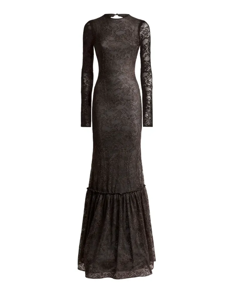 Etro Langes Jerseykleid mit Blumenspitze - Braun Braun