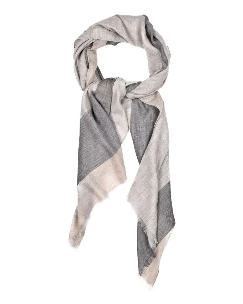 Brunello Cucinelli two-tone frayed scarf - Grau Grau