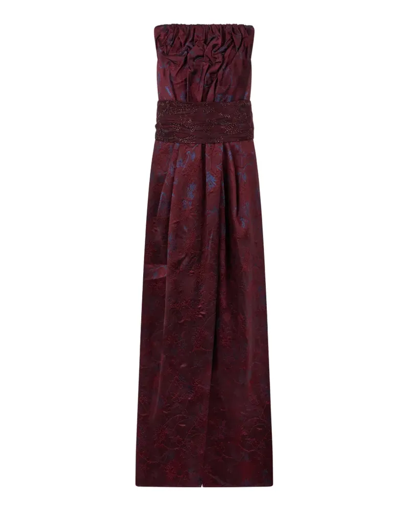 Giorgio Armani floral-jacquard strapless maxi dress - Rot Rot