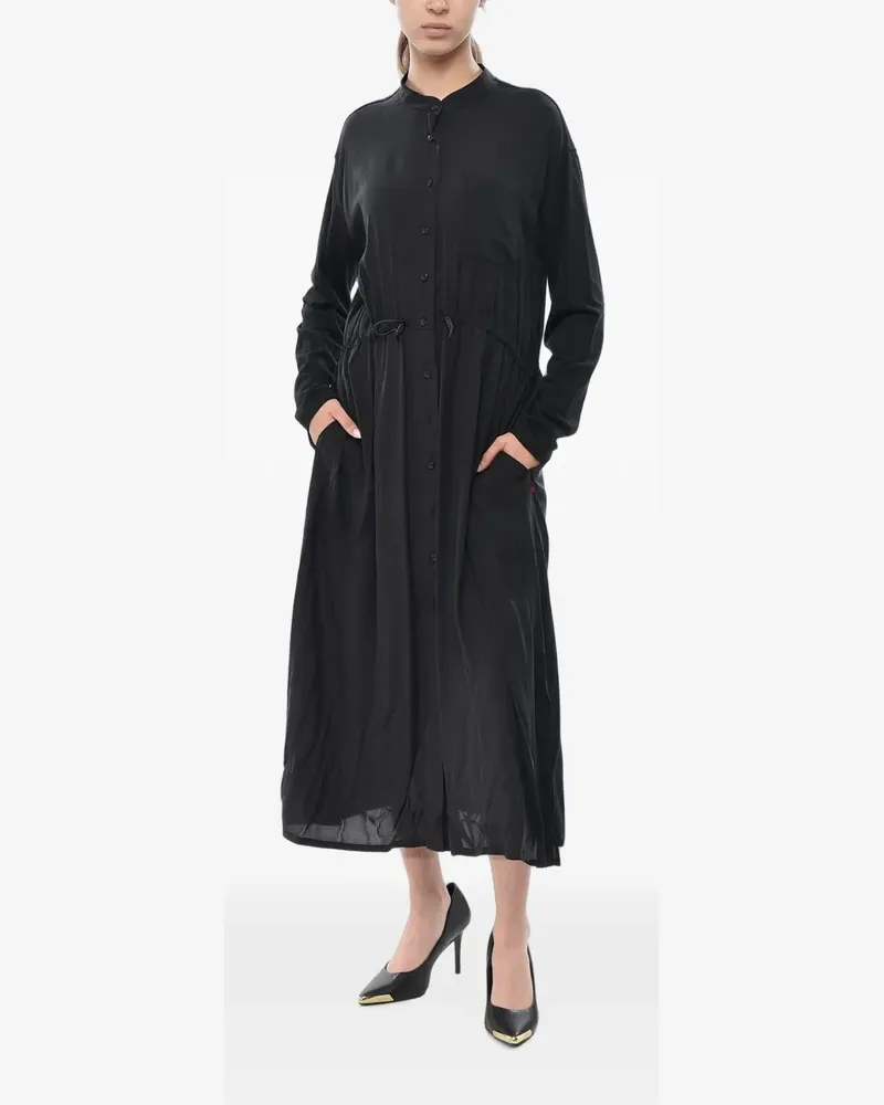 Woolrich drawstring-waist long-sleeve maxi dress - Schwarz Schwarz