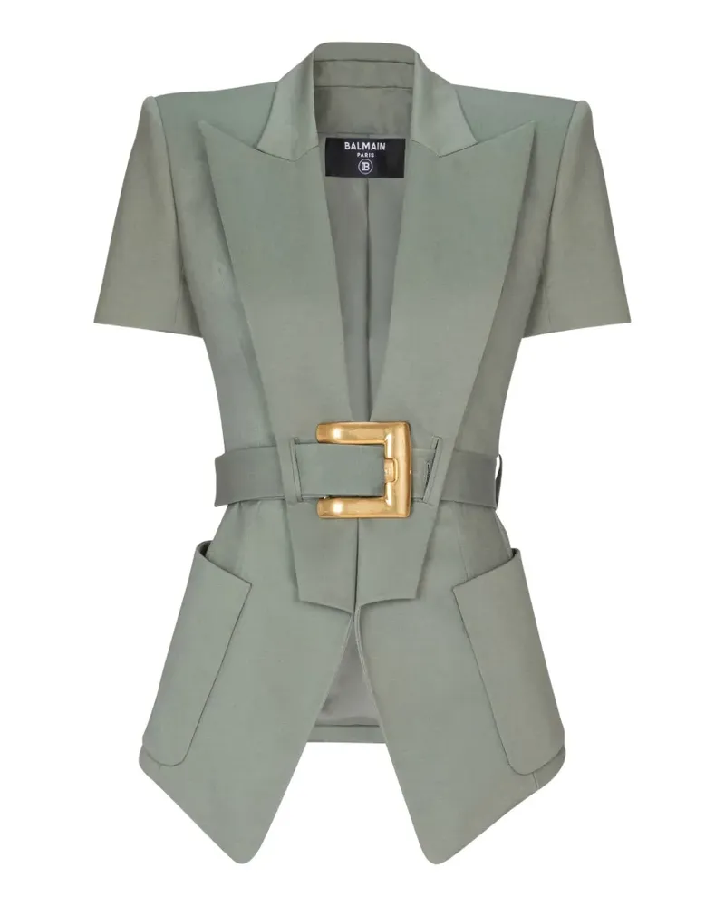 Balmain Anthem Gabardine-Jacke mit Gürtel - Grün Grün