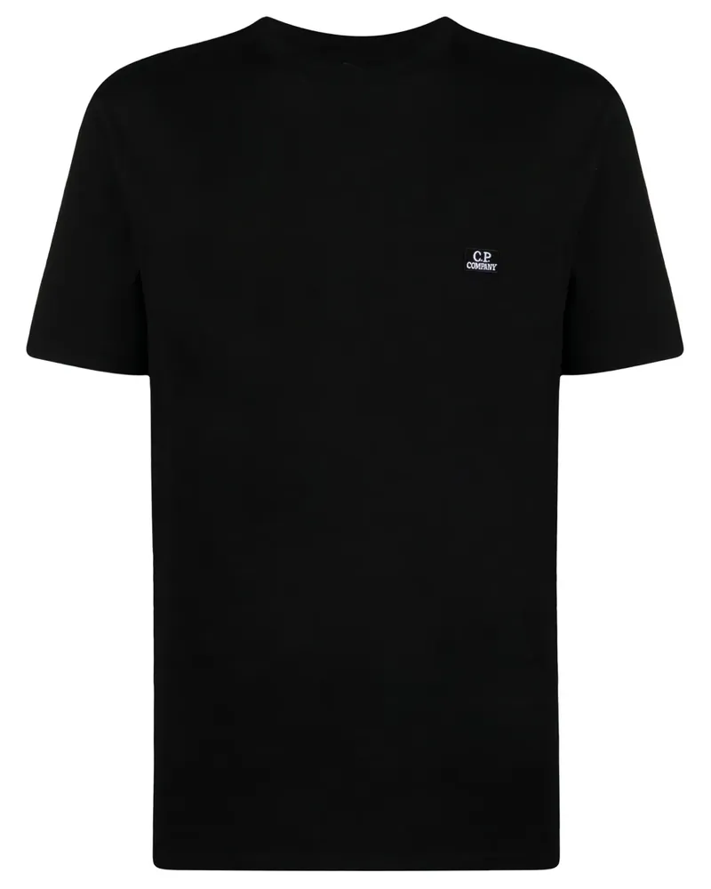 C.P. Company T-Shirt mit Logo-Stickerei - Schwarz Schwarz