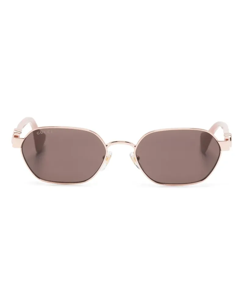 Gucci Sonnenbrille mit ovalem Gestell - Gold Gold