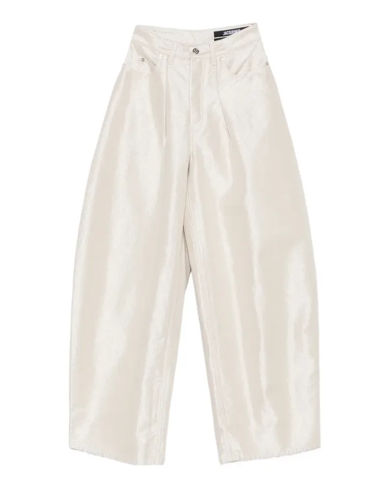 Jacquemus De-Nîmes Ovalo Wide-Leg-Jeans im Metallic-Look - Nude Nude
