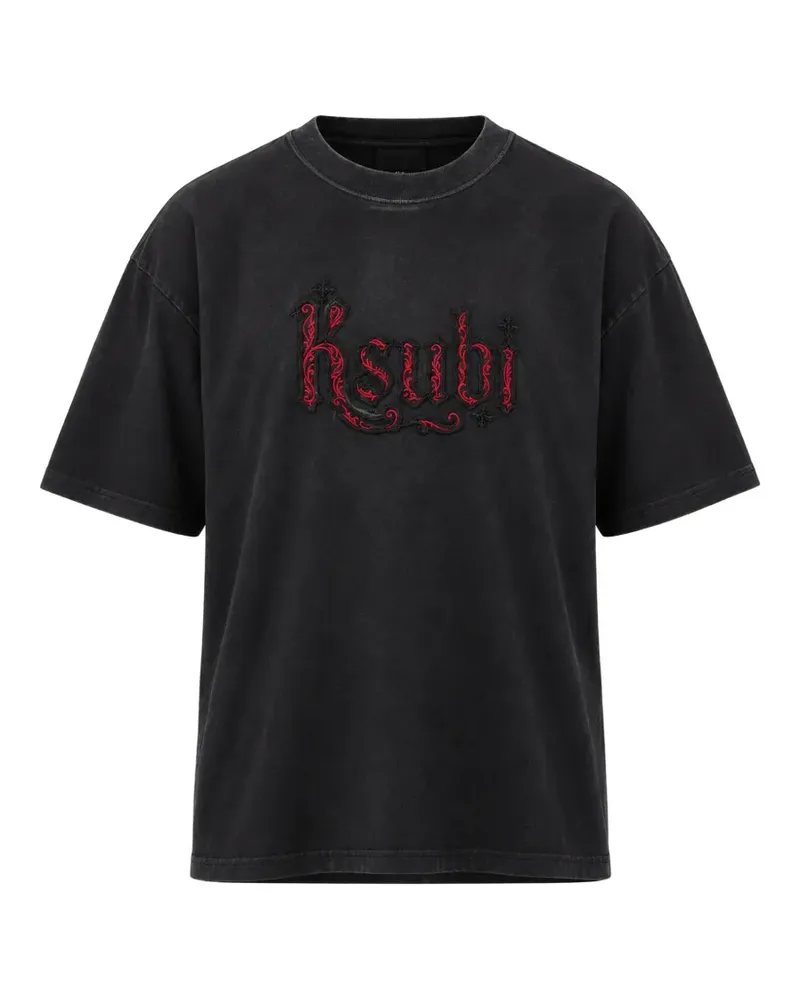 ksubi Paise Ekcess logo-embroidered faded T-shirt - Schwarz Schwarz