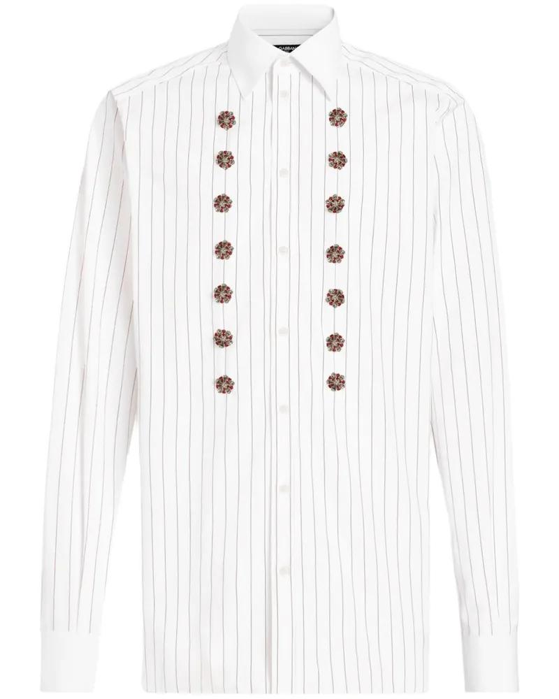 Dolce & Gabbana Hemd mit Kristallen - Weiß Weiß
