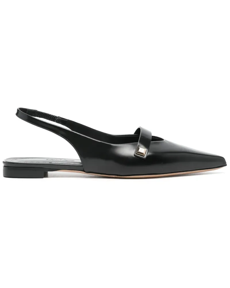 Max Mara Ballerinas mit Logo-Schild - Schwarz Schwarz