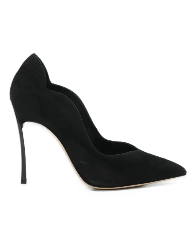 Casadei Pumps mit spitzer Kappe und Bogenkante - Schwarz Schwarz