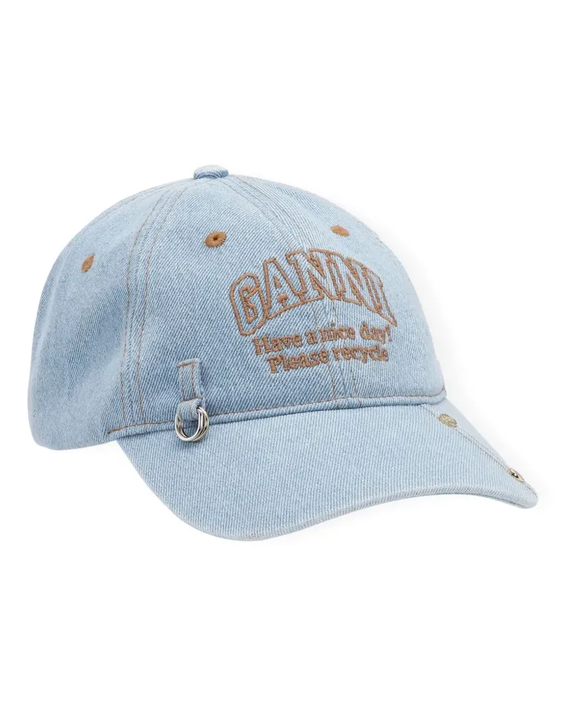 Ganni Jeans-Baseballkappe mit Logo-Stickerei - Blau Blau