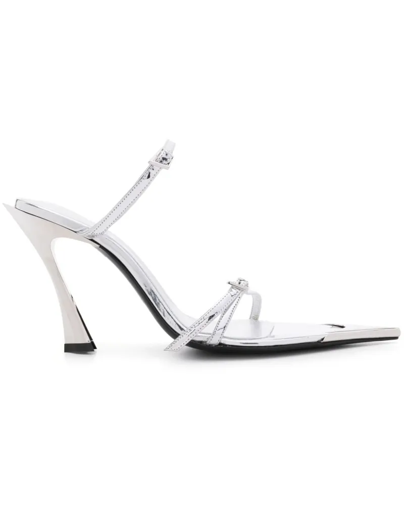 Thierry Mugler Metallische Mules 100mm - Silber Silber
