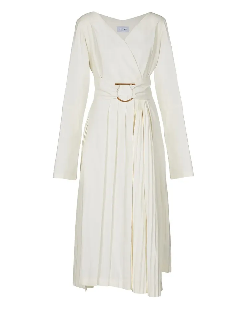 Ferragamo Kleid mit Falten - Weiß Weiß