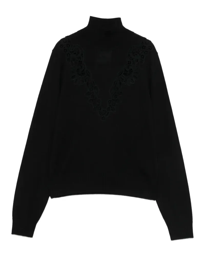 Zimmermann Rollkragenpullover mit Spitzenbesatz - Schwarz Schwarz