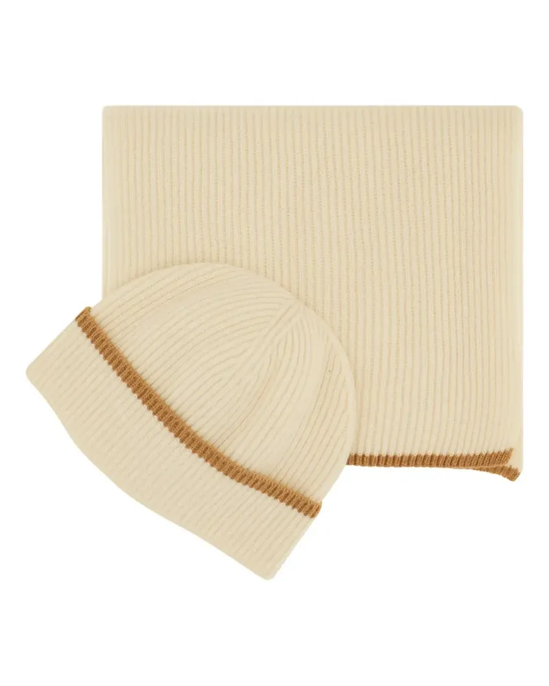 LARDINI Set aus gerippter Beanie und Schal - Nude Nude