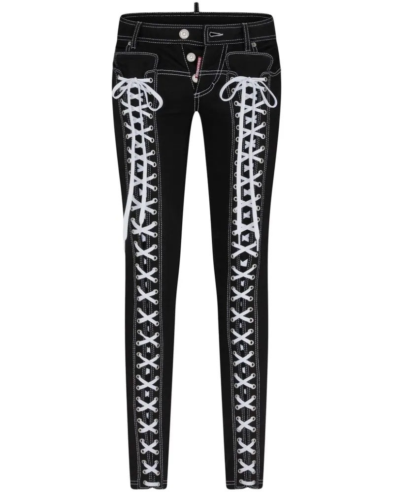 Dsquared2 Tapered-Jeans mit Logo-Stickerei - Schwarz Schwarz