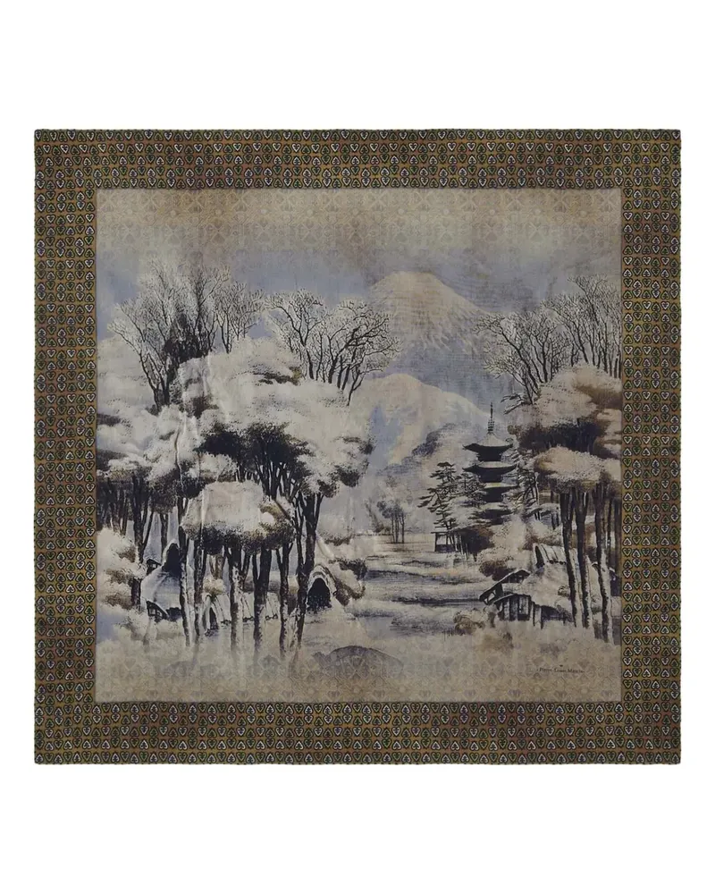 Pierre-Louis Mascia landscape-print scarf - Braun Braun