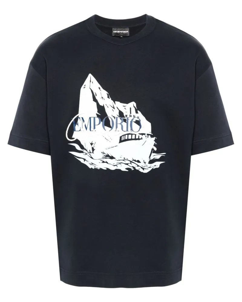 Emporio Armani T-Shirt mit grafischem Print - Blau Blau