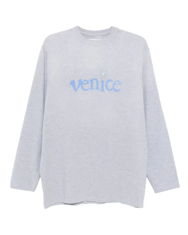 ERL Langarmshirt mit Text-Print - Grau Grau