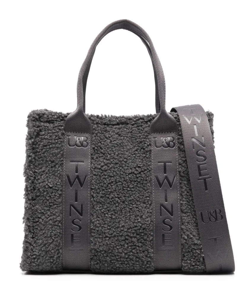 Twin-Set Shopper aus Faux Fur - Grau Grau