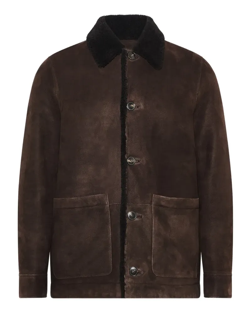 Yves Salomon Wildlederjacke mit Shearling-Besatz - Braun Braun