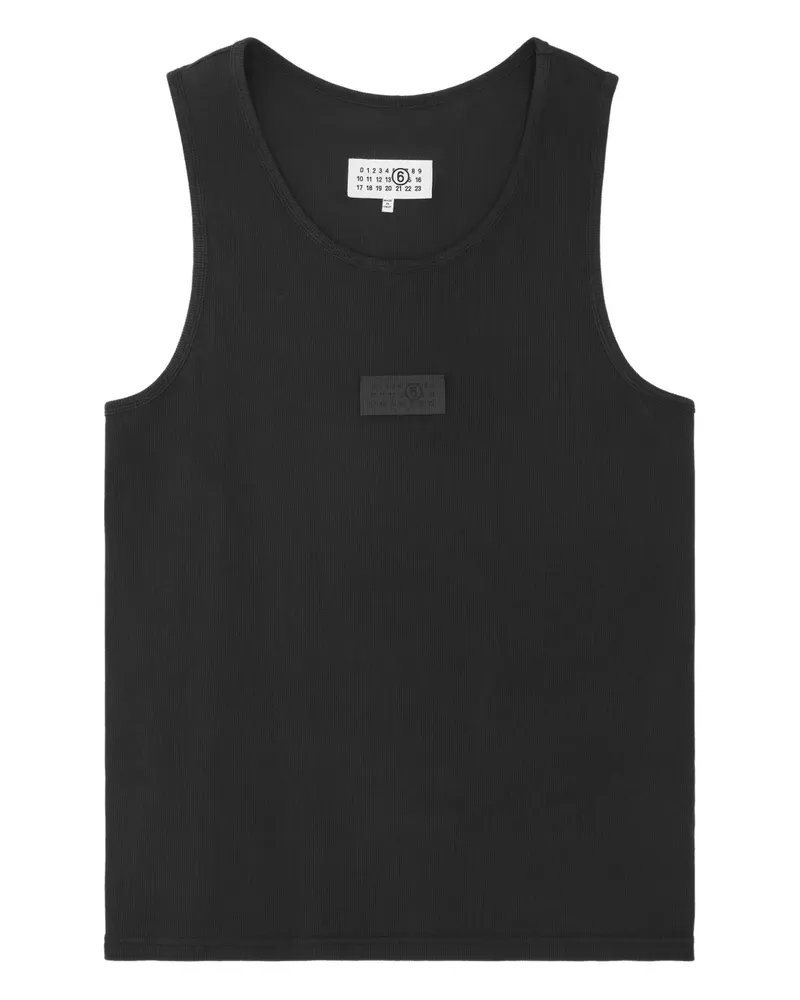 Maison Margiela Geripptes Tanktop mit Logo-Schild - Schwarz Schwarz