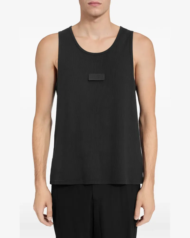 Maison Margiela Geripptes Tanktop mit Logo-Schild - Schwarz Schwarz