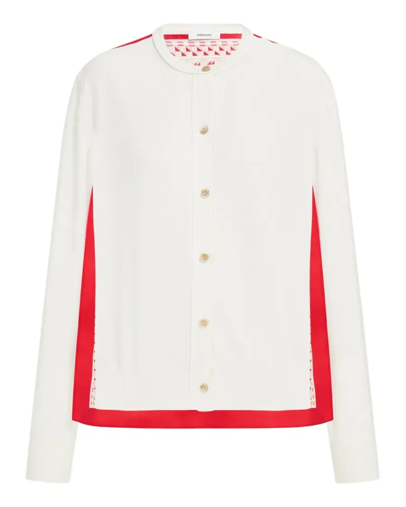 Ferragamo feather show print crew-neck cardigan - Weiß Weiß