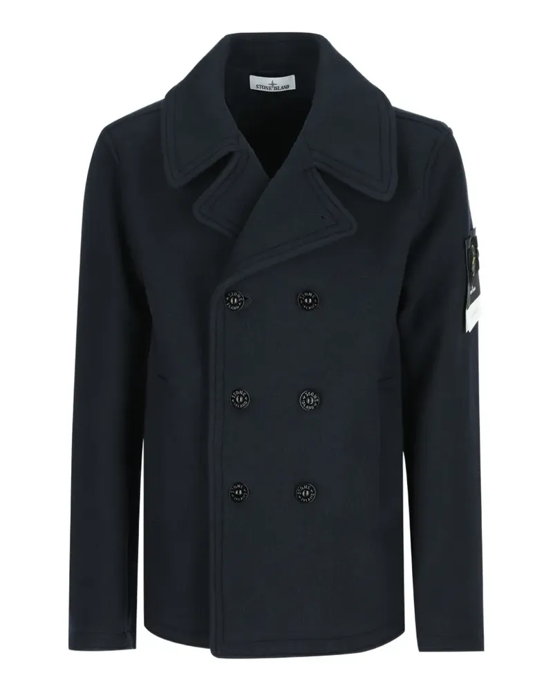 Stone Island 4100040 heavy melton peacoat with double-breasted closure - Blau Blau