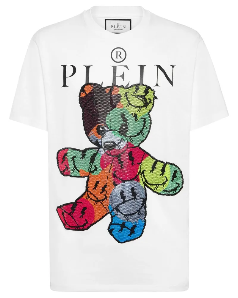 Philipp Plein T-Shirt mit Teddy - Weiß Weiß