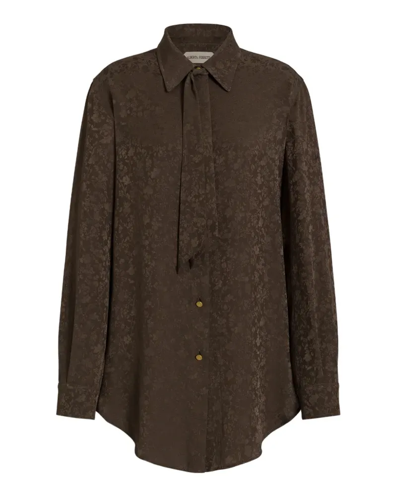Alberta Ferretti Schluppenbluse aus Blumen-Jacquard - Braun Braun