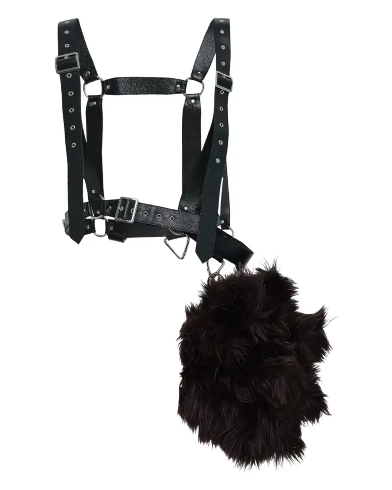 Noir Kei Ninomiya faux-leather harness vest - Schwarz Schwarz
