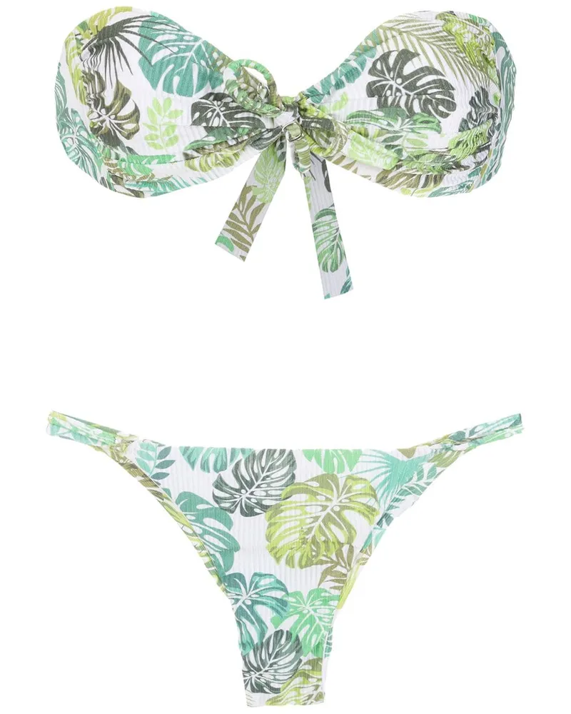 Amir Slama Bandeau-Bikini mit Print - Grün Grün