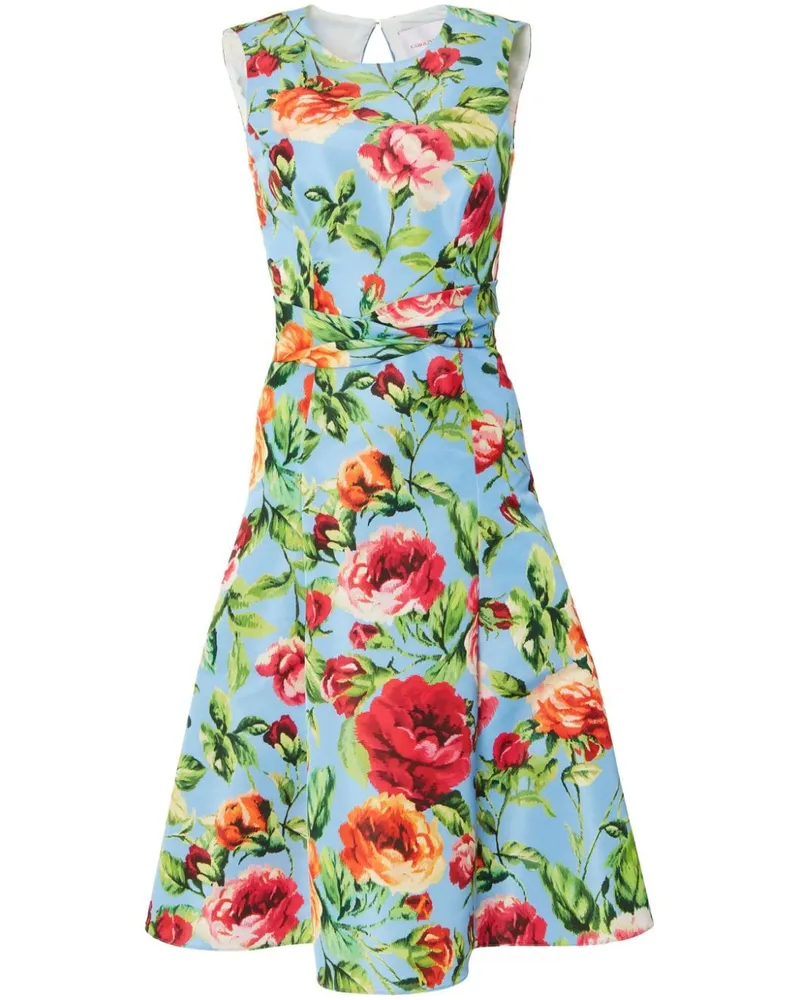 Carolina Herrera New York Ausgestelltes Kleid mit Rosen-Print - Blau Blau