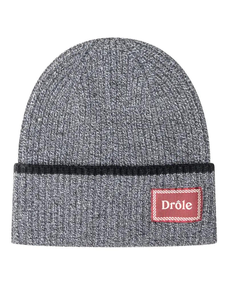 Drôle de Monsieur Beanie mit Logo-Patch - Grau Grau
