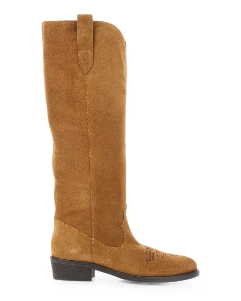 Via Roma 15 round-toe suede boots - Nude Nude
