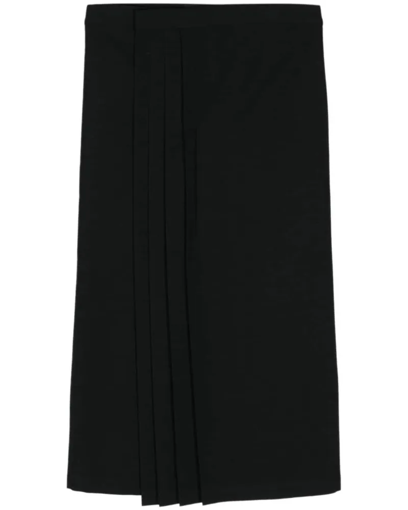 Yohji Yamamoto Midirock mit Falten - Schwarz Schwarz