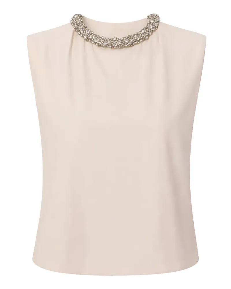 Elisabetta Franchi crystal-collar T-shirt - Nude Nude