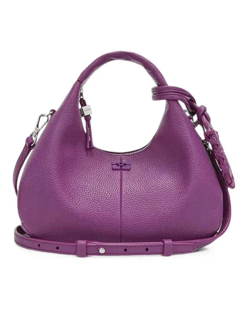 Ganni mini Hobo grained-leather tote bag - Violett Violett