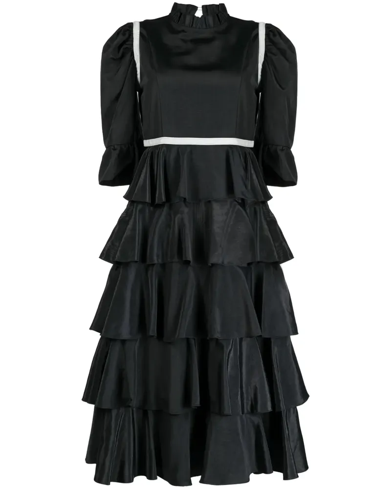 BATSHEVA Gestuftes Spitzenkleid - Schwarz Schwarz