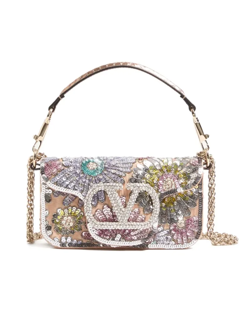 Valentino Garavani Kleiner Locò Tote Bag mit Blumenstickerei - Nude Nude