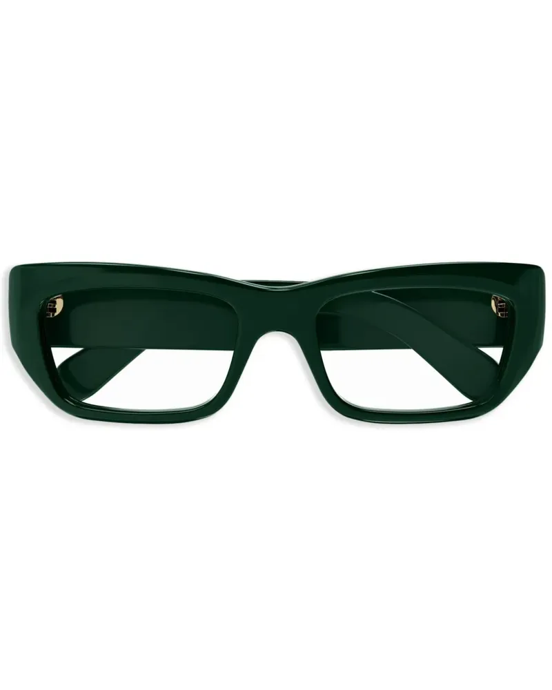 Gucci Eckige Brille mit Logo-Schild - Grau Grau