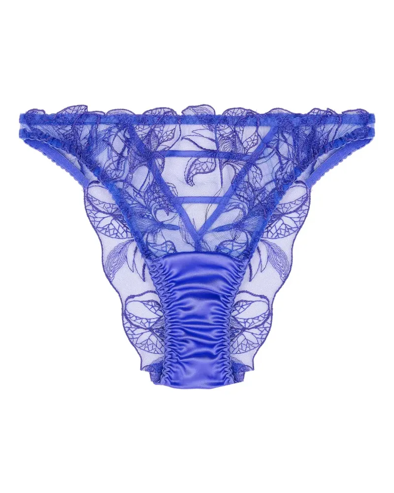 Fleur Of England Iris Brazilian Slip mit Blumenstickerei - Blau Blau