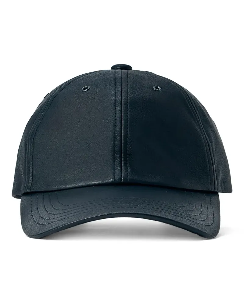 Yohji Yamamoto Baseballkappe aus Leder mit Ziernähten - Schwarz Schwarz