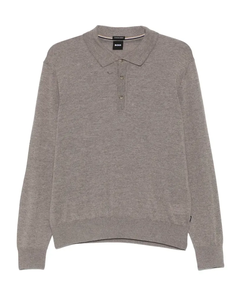 HUGO BOSS Pullover mit Poloknöpfen - Braun Braun