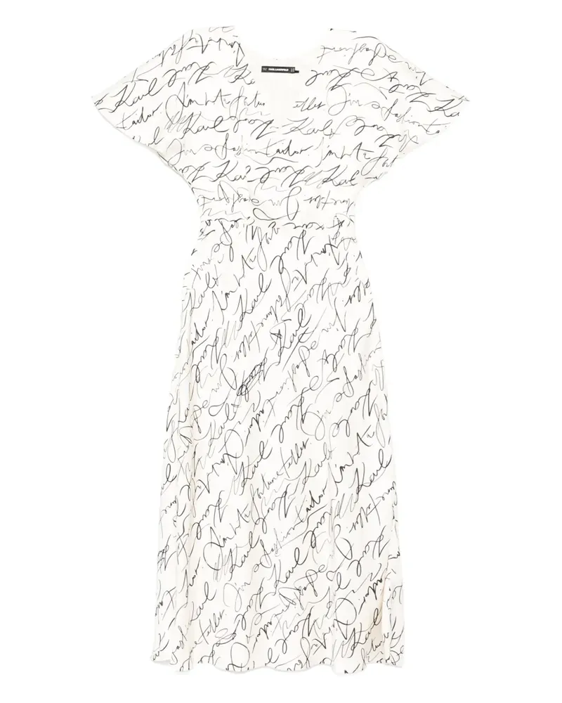 Karl Lagerfeld Midikleid mit Kritzel-Print - Weiß Weiß