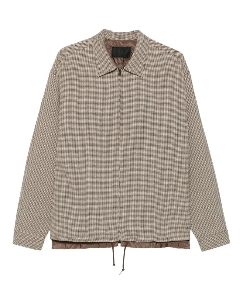 Prada houndstooth-pattern zip-up shirt - Nude Nude