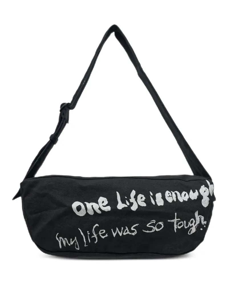 Yohji Yamamoto Schultertasche mit grafischem Print - Schwarz Schwarz