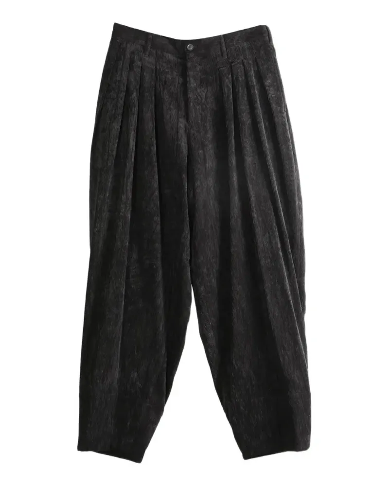 Yohji Yamamoto pleated corduroy trousers - Schwarz Schwarz