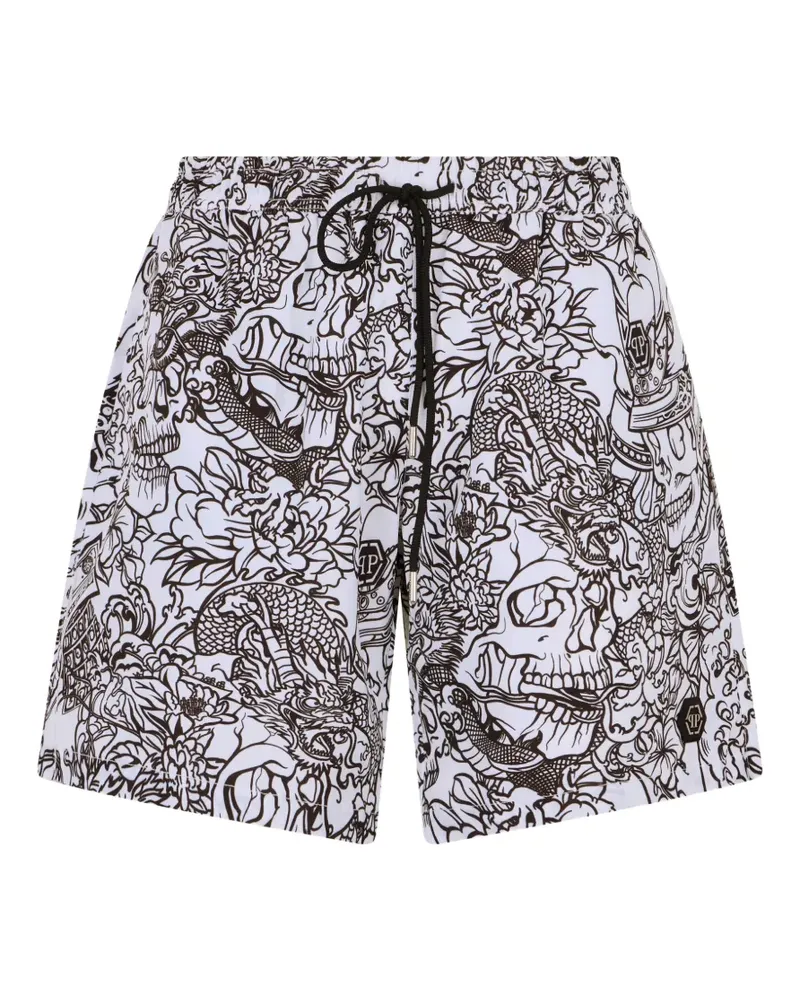 Philipp Plein swimming shorts Skull all-over - Weiß Weiß
